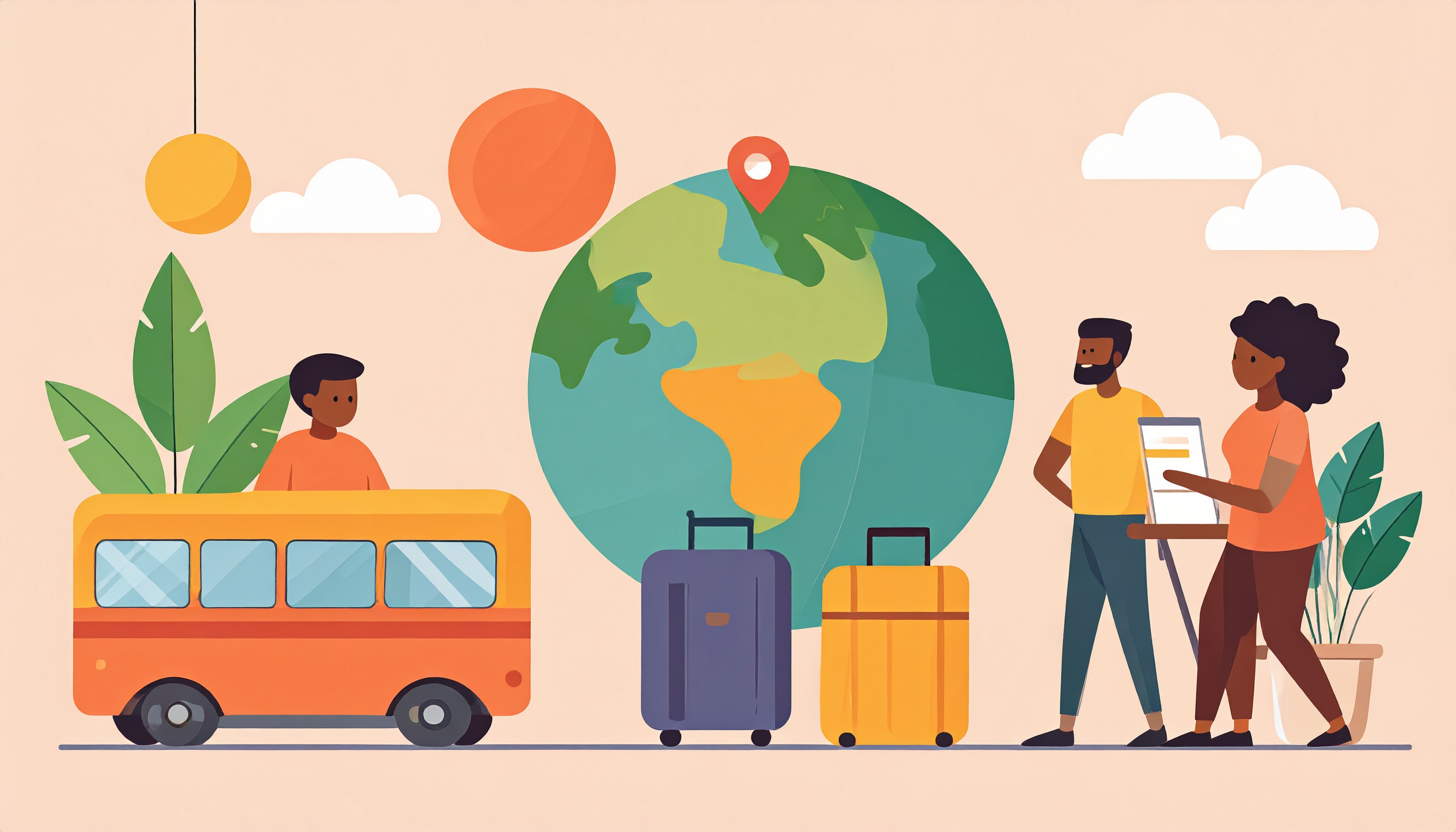 Flat ілюстрація подорожей та бронювання